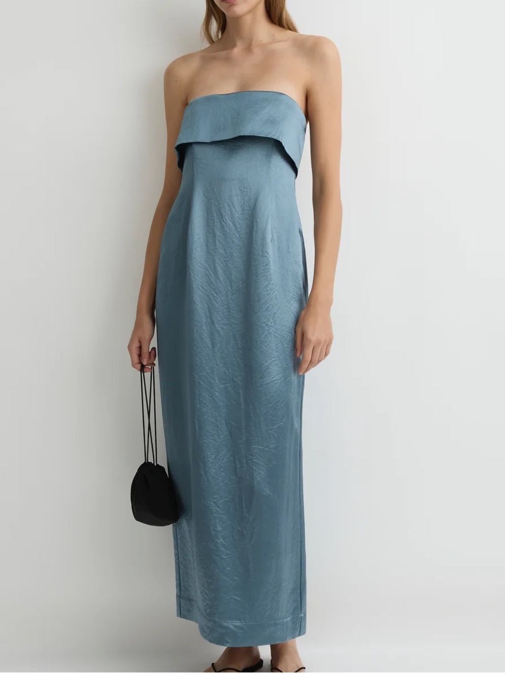 NWT BONDI BORN Kobe Strapless Maxi Dress - Steel Blue